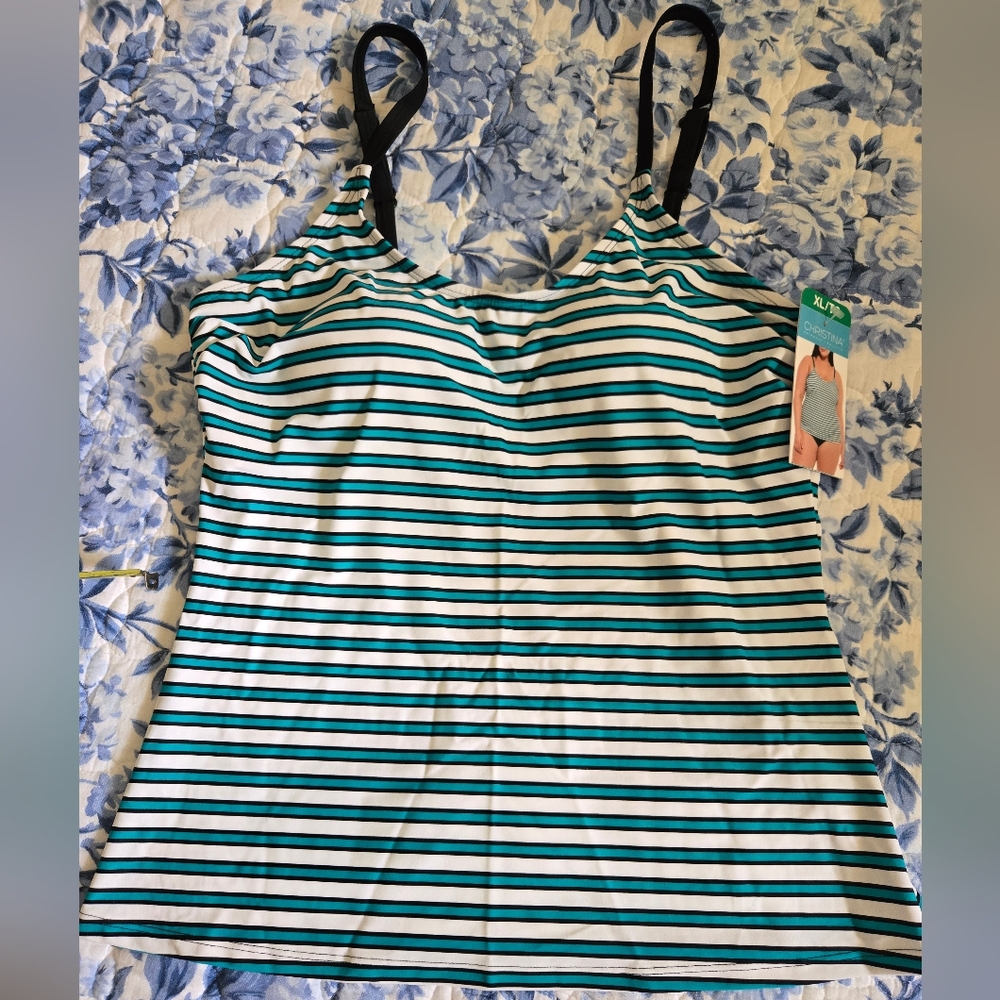 NWT Christina Striped Swim Top